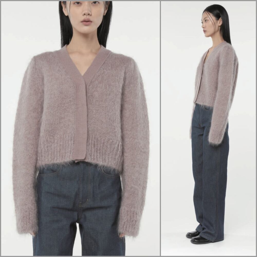 AMOMENTO Grandma Cardgian Dusty Pink Kid Mohair blend sz 1